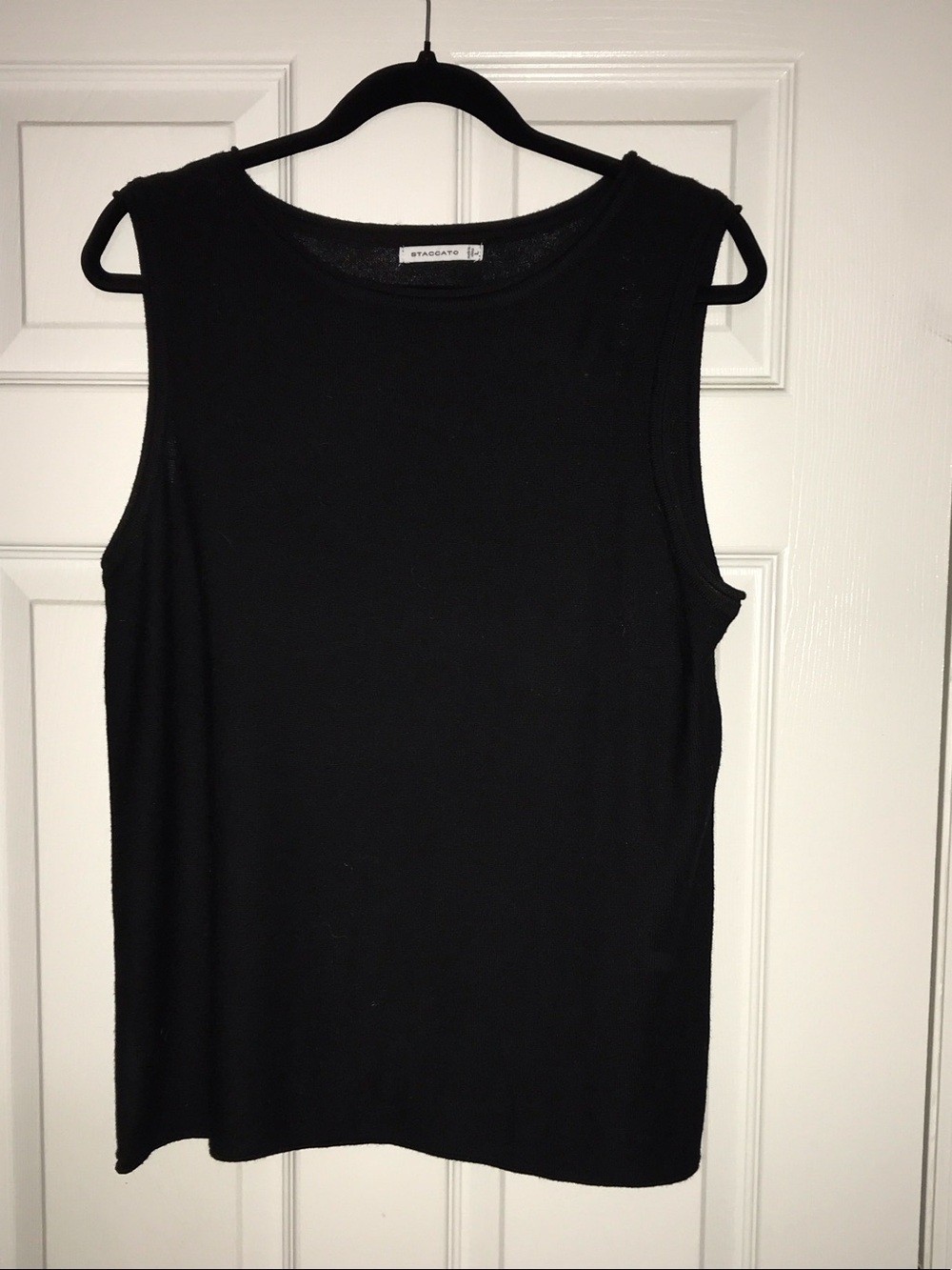 Staccato Black Ribbed Crewneck Sleeveless Tank